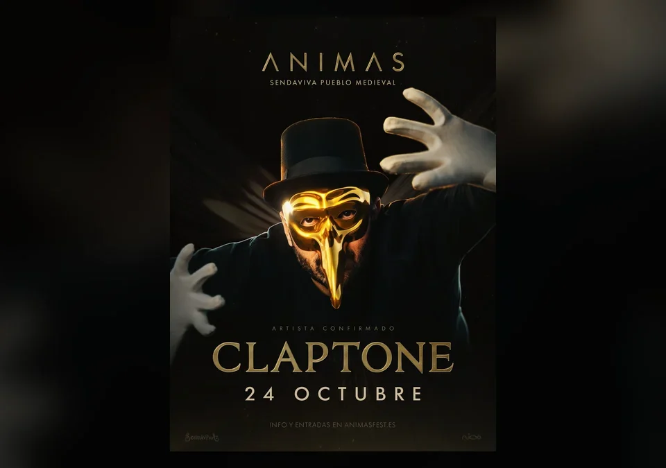 Cartel del festival ANIMAS en Sendaviva con Claptone el 24 de octubre