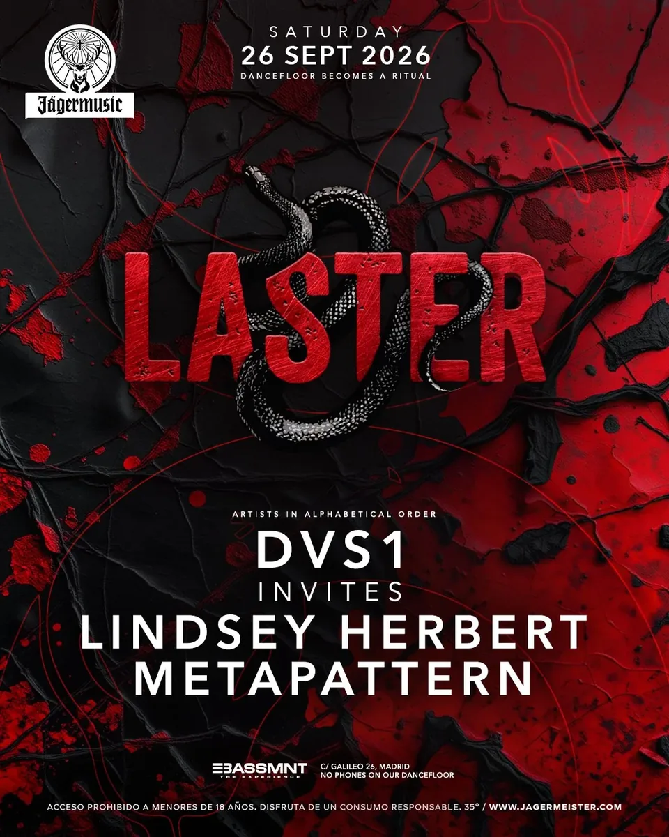 Cartel oficial de Laster Club con DVS1, Lindsey Herbert y Metapattern