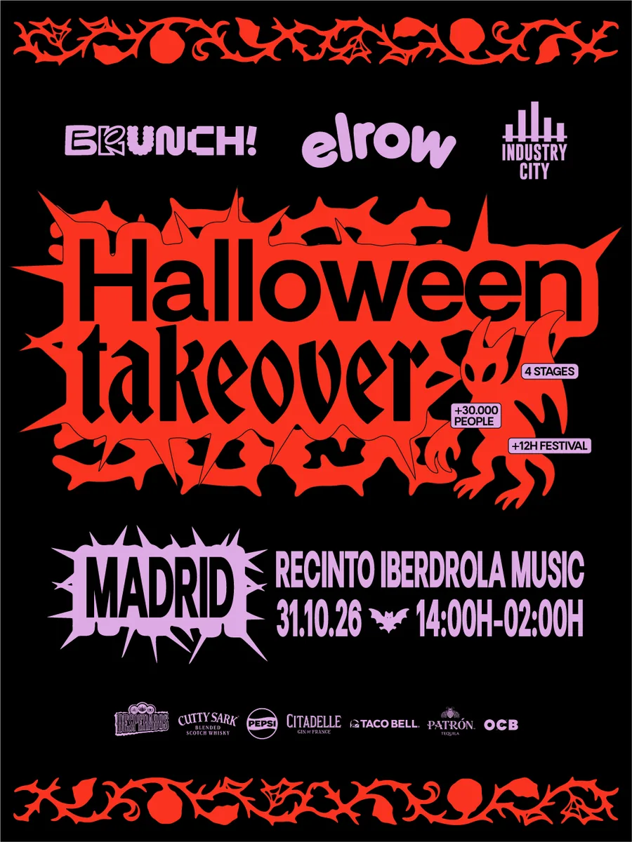 Cartel oficial del Halloween Takeover Madrid con la fecha, el recinto y el horario