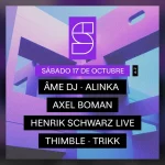 Cartel de Studio Club del 17 de octubre con Âme DJ, Alinka, Axel Boman, Henrik Schwarz Live, Thimble y Trikk