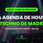 Canal de WhatsApp de Extasis FM con la agenda de house y techno de Madrid