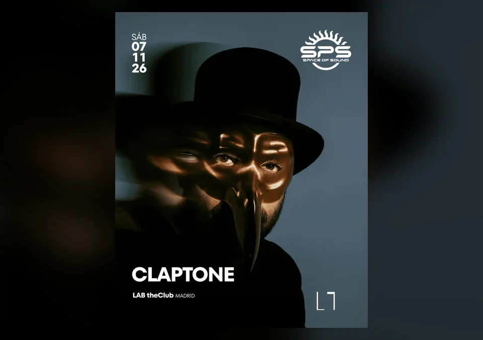 Cartel de Claptone en Space of Sound, LAB theClub Madrid, sábado 7 de noviembre de 2026