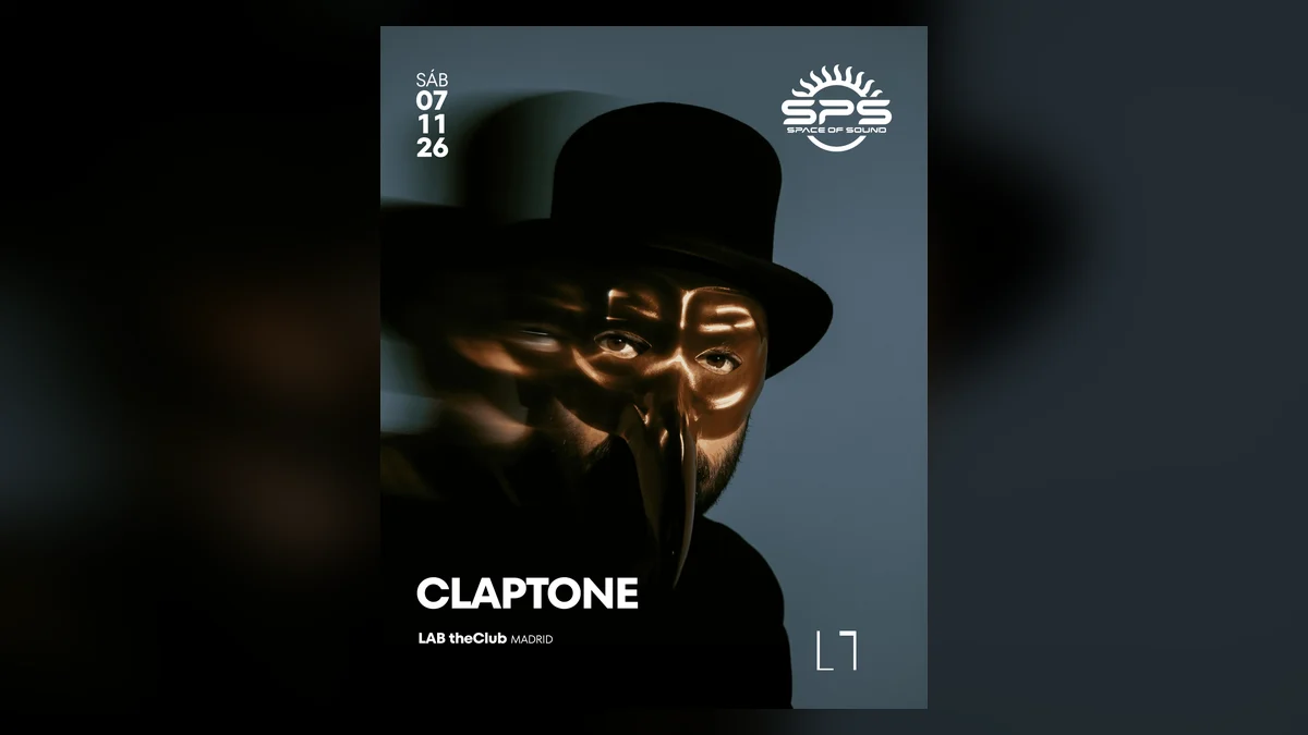 Cartel de Claptone en Space of Sound, LAB theClub Madrid, sábado 7 de noviembre de 2026