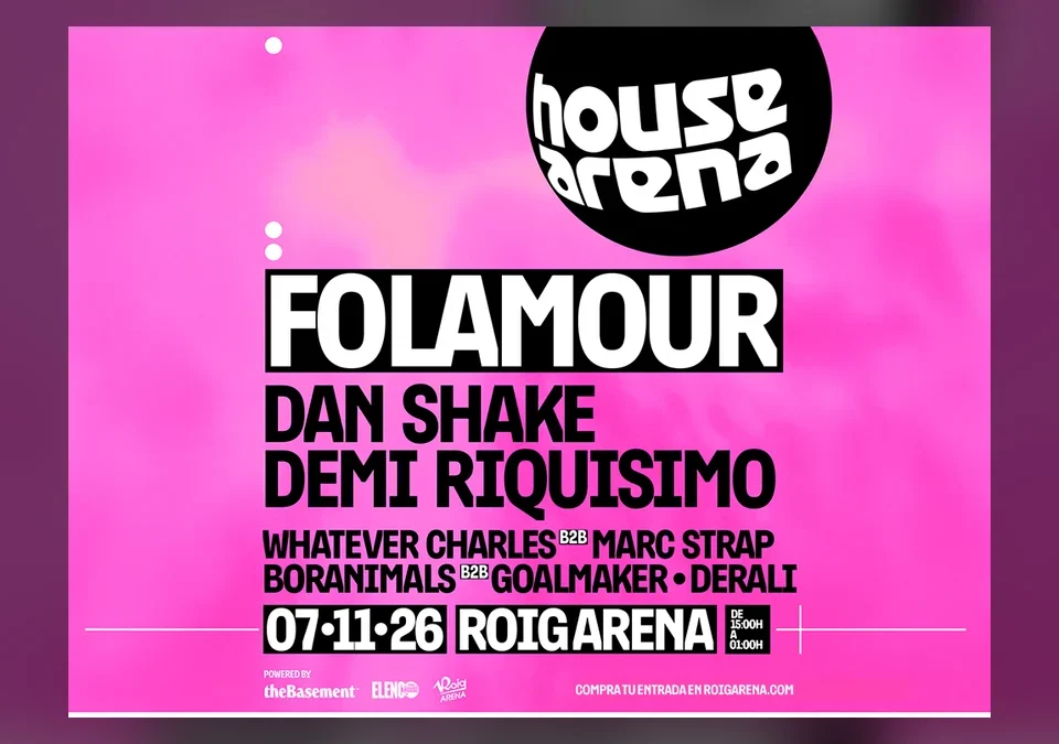 Cartel oficial de House Arena en el Roig Arena con Folamour, Dan Shake y Demi Riquísimo