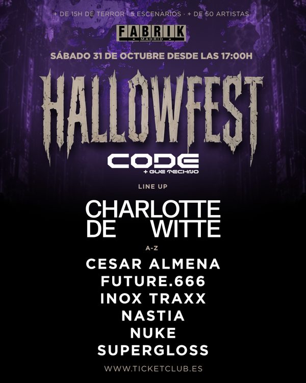 Cartel de Hallowfest at Fabrik with Charlotte de Witte